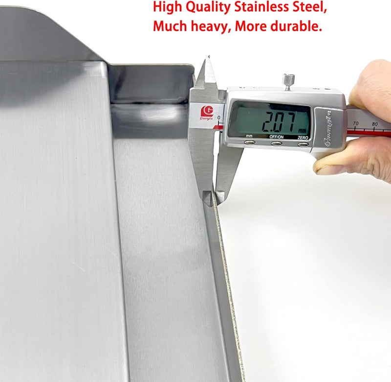 Direct Store Parts DS125 Stainless Steel BBQ Cooking Griddle, Universal Flat Top Griddle with 2 Handles for Most Gas Grills, W12.5"×D16"×H2.75", Heavy Duty Stainless Steel Griddle 1PC, Small Size - Image 4